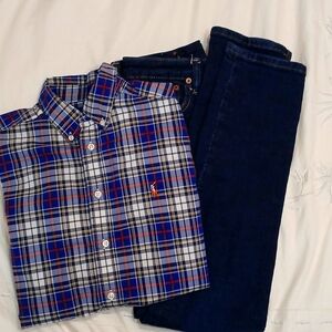 Ralph Lauren large 14/16  button up and polo Ralph Lauren Dark jeans size 16 boy